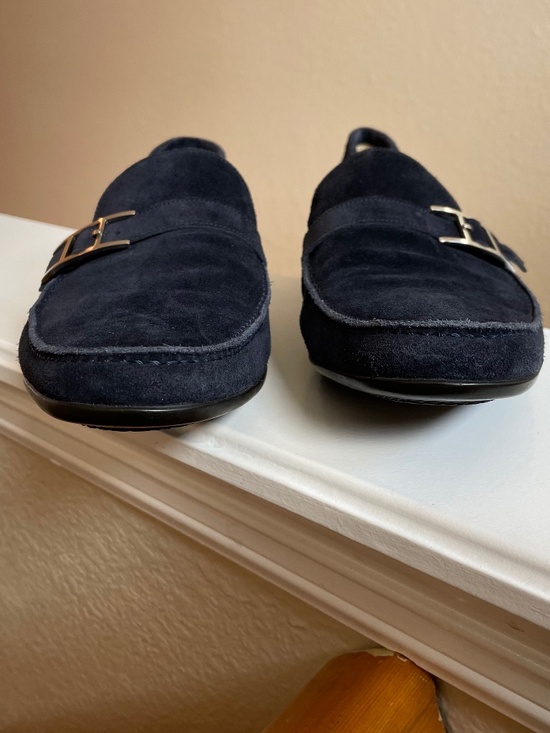 Hermès Monterey Midnight Navy Suede H Buckle Loafers 40.5 (7.5)